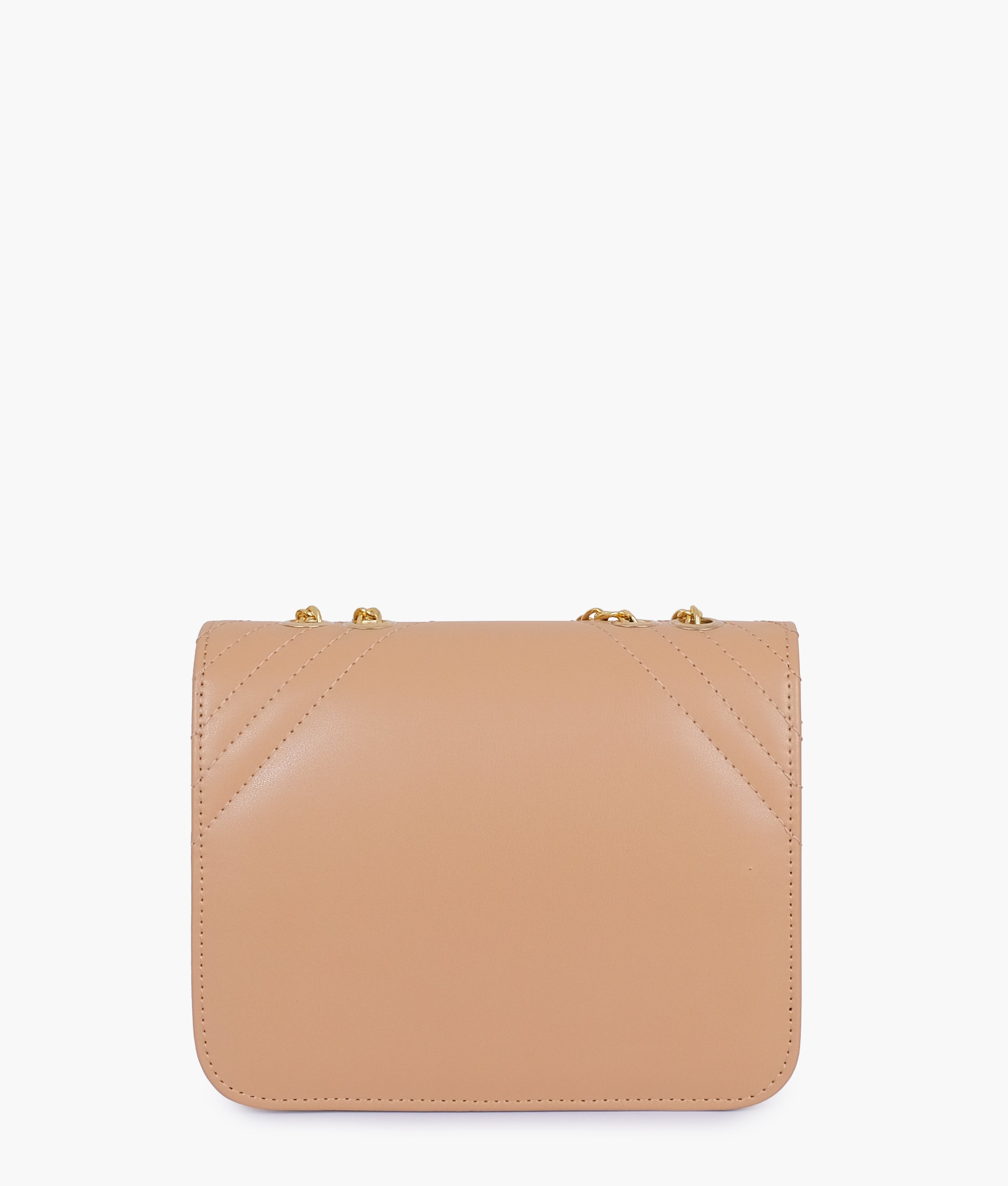 Beige houndstooth chain cross-body bag