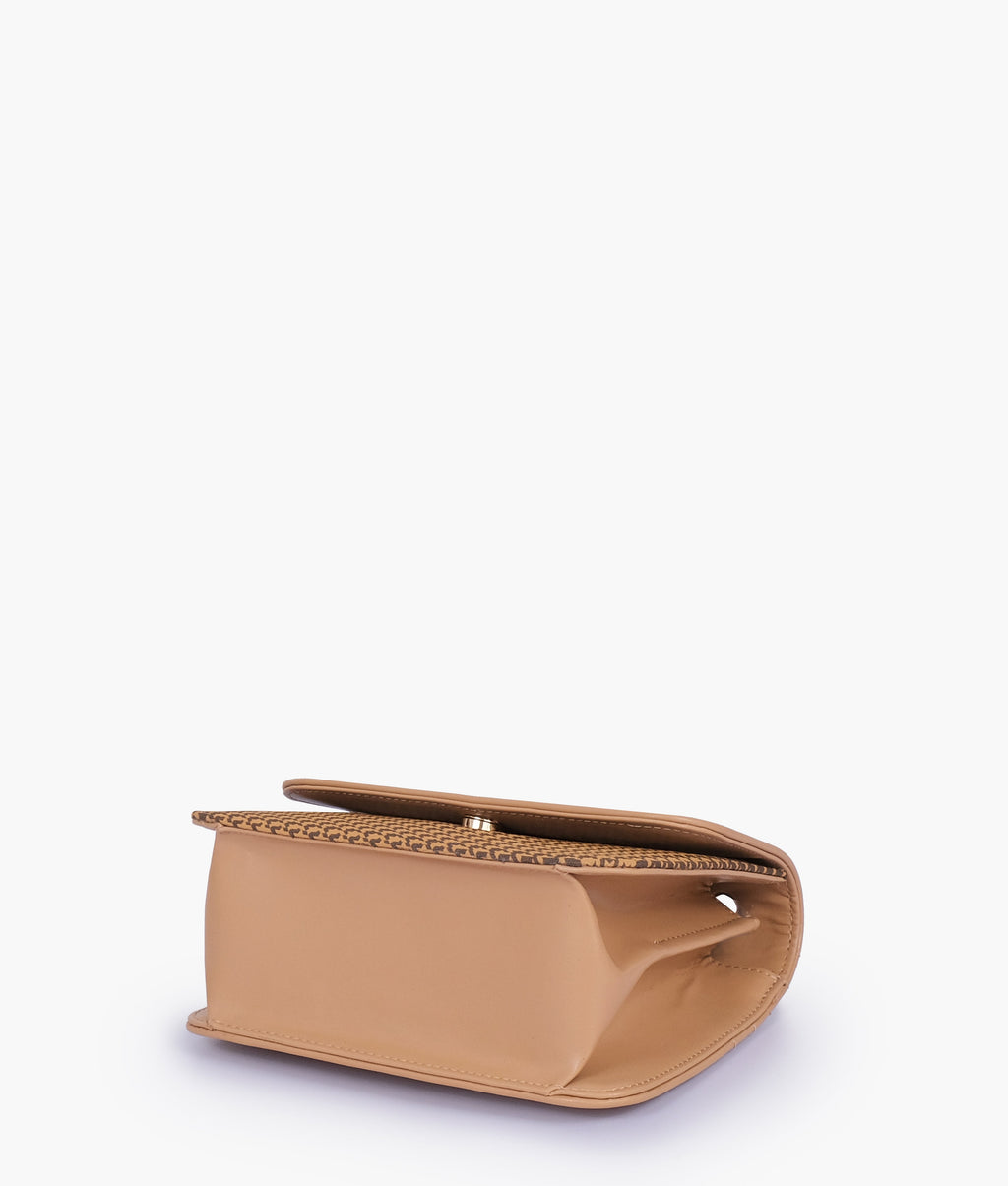 Beige houndstooth chain cross-body bag