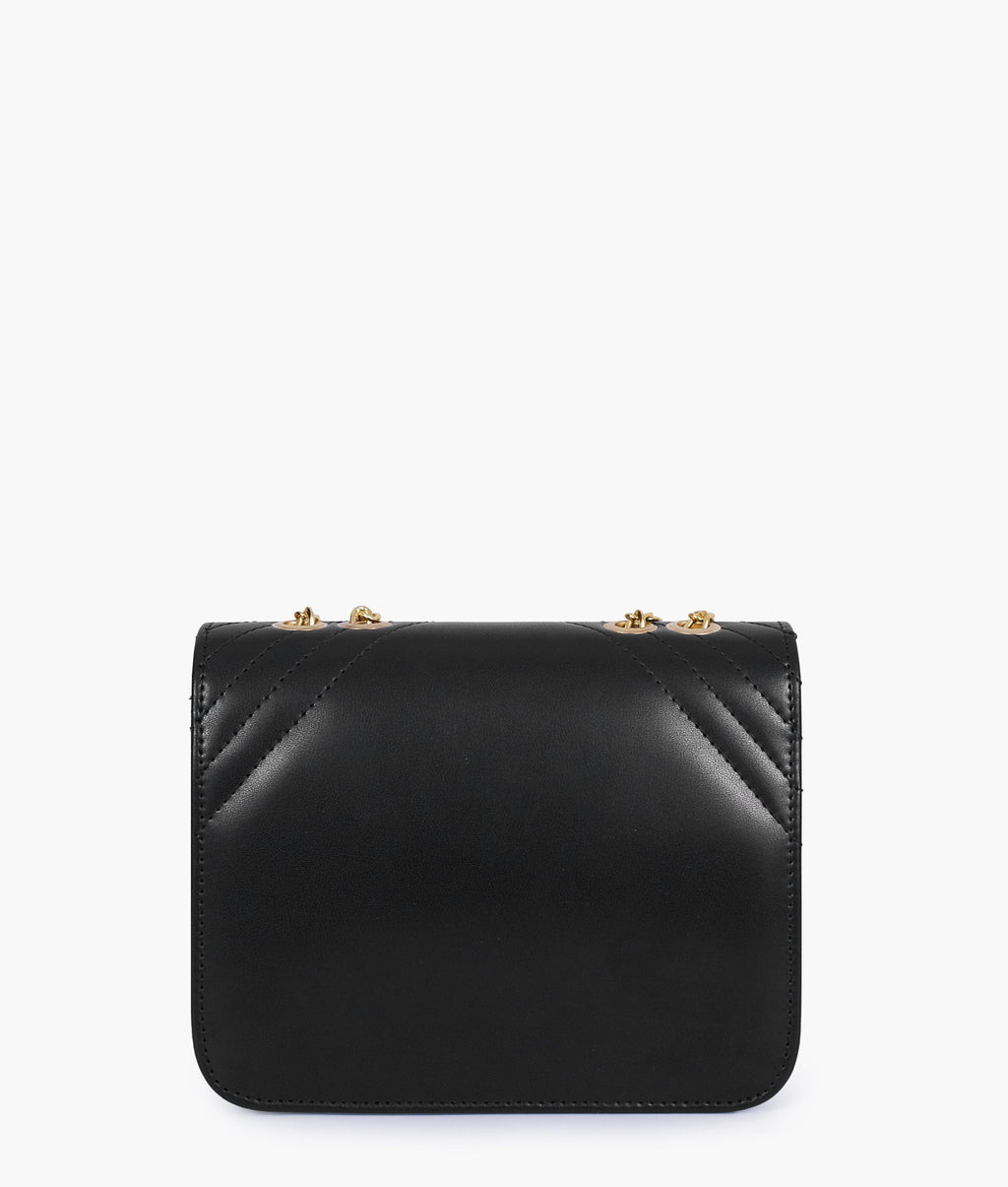 Black houndstooth chain cross-body bag