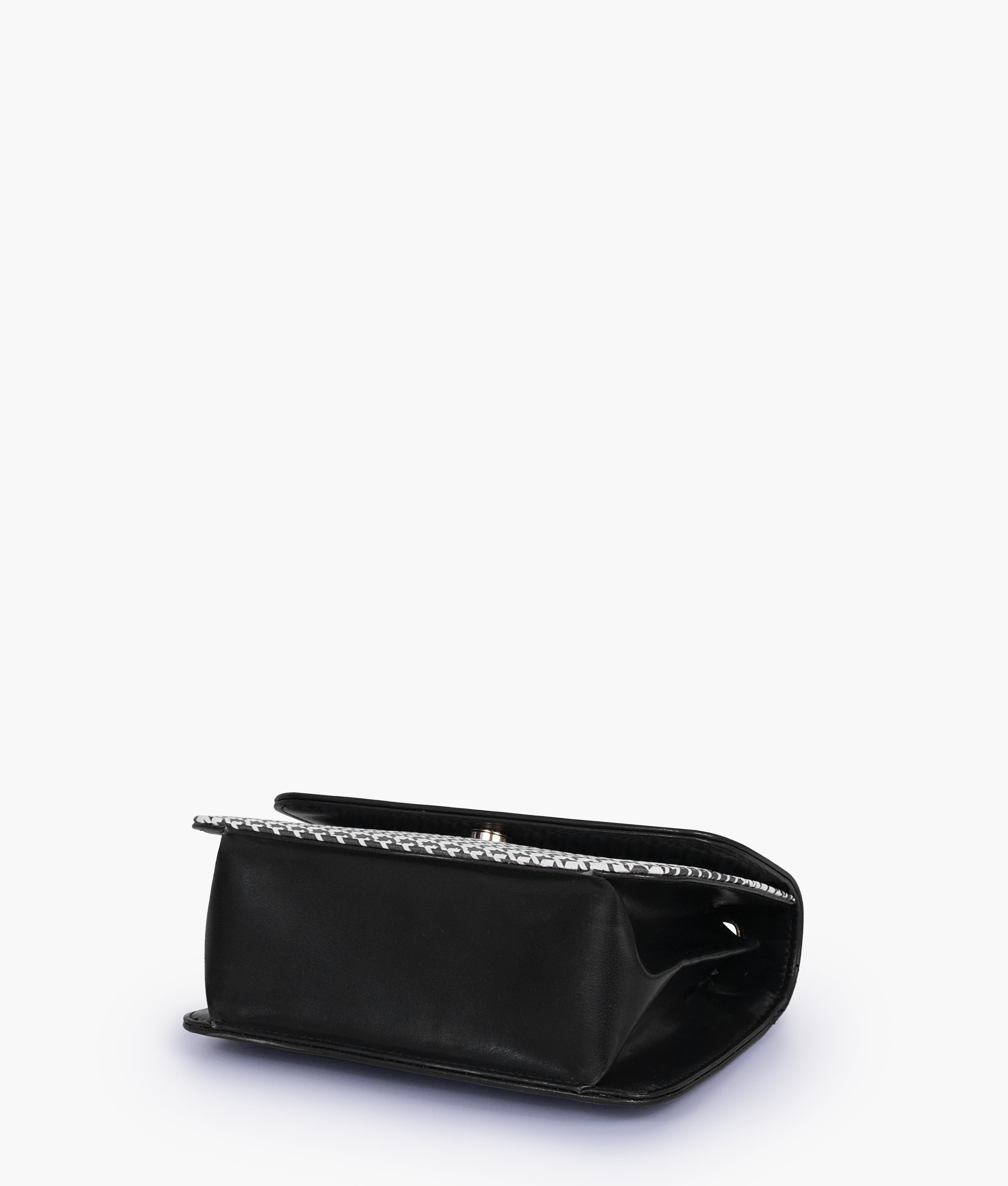 Black houndstooth chain cross-body bag