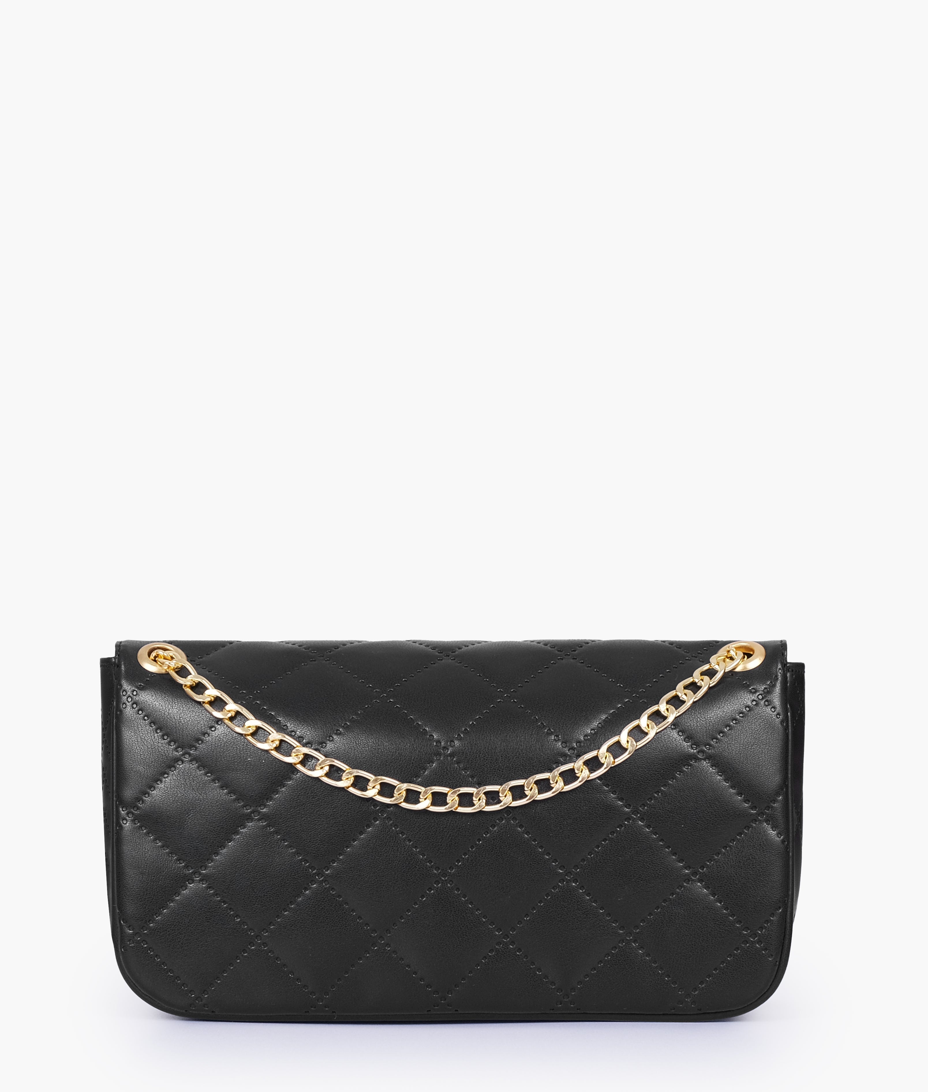 Black quilted small shoulder bag with chain
