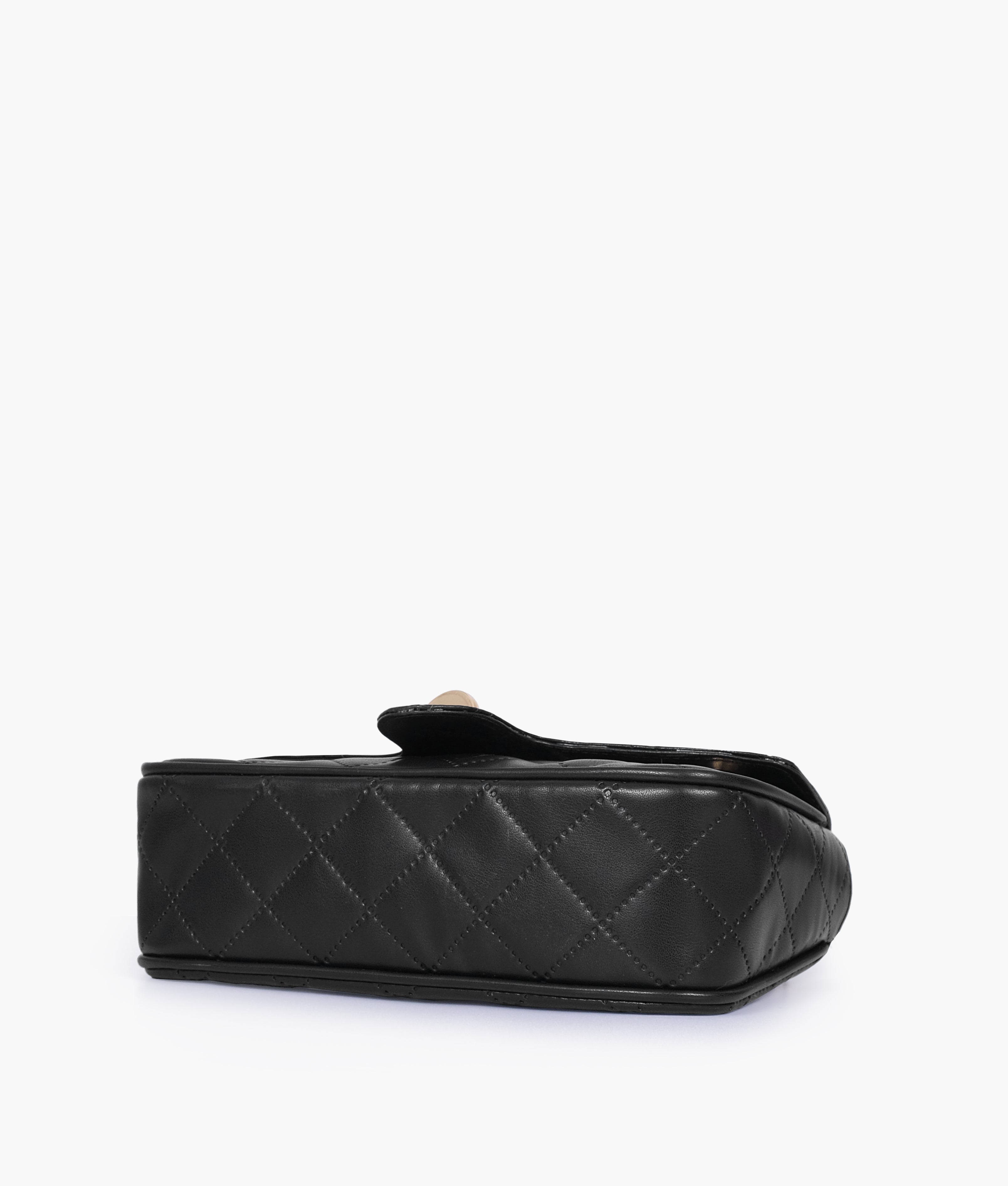 Black quilted small shoulder bag with chain