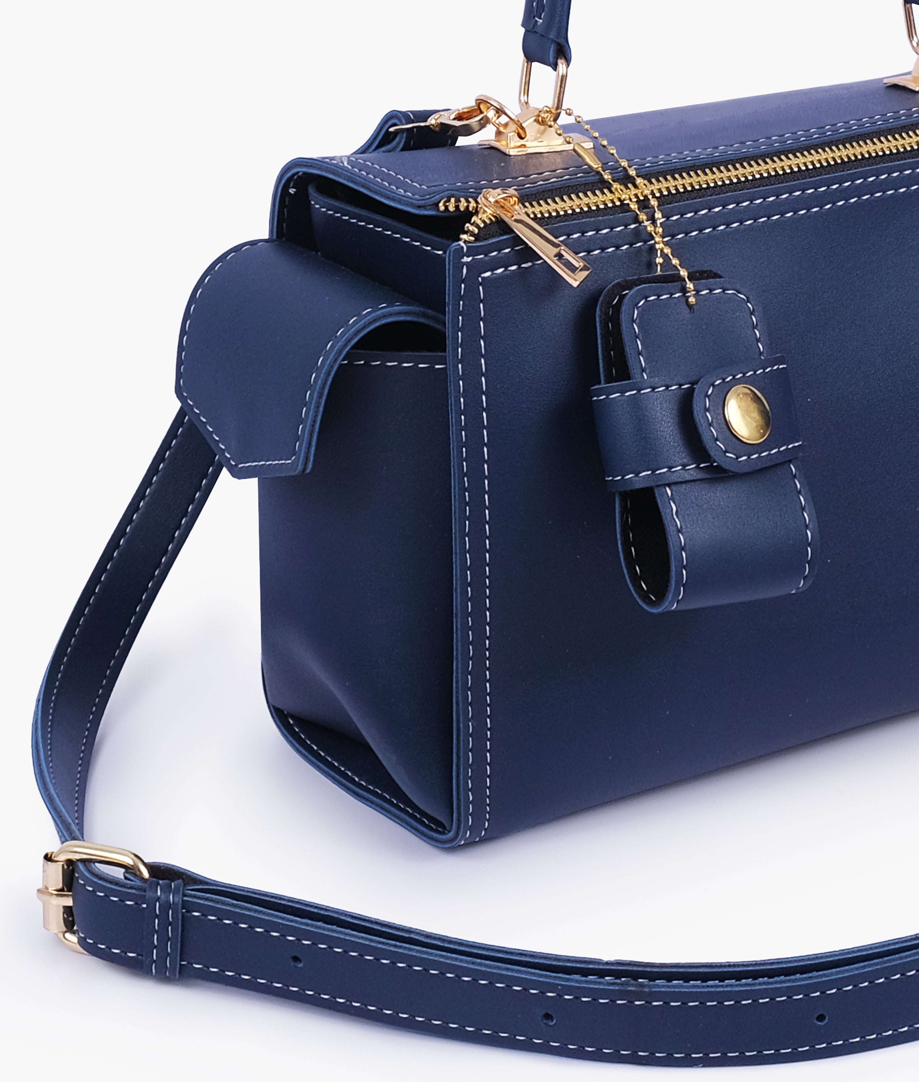 Blue bowling bag with top-handle