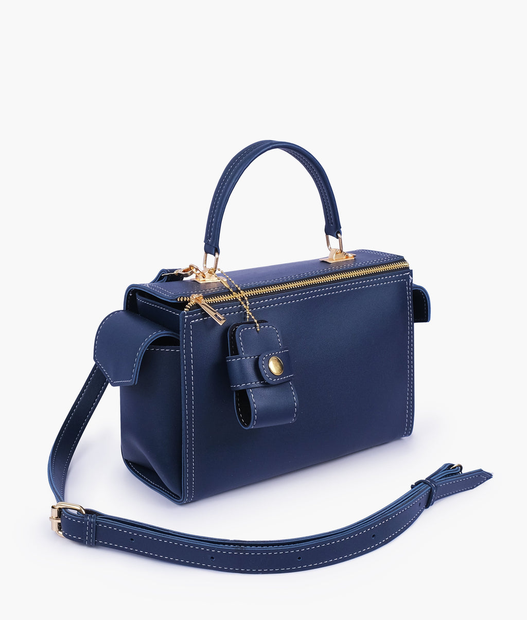 Blue bowling bag with top-handle