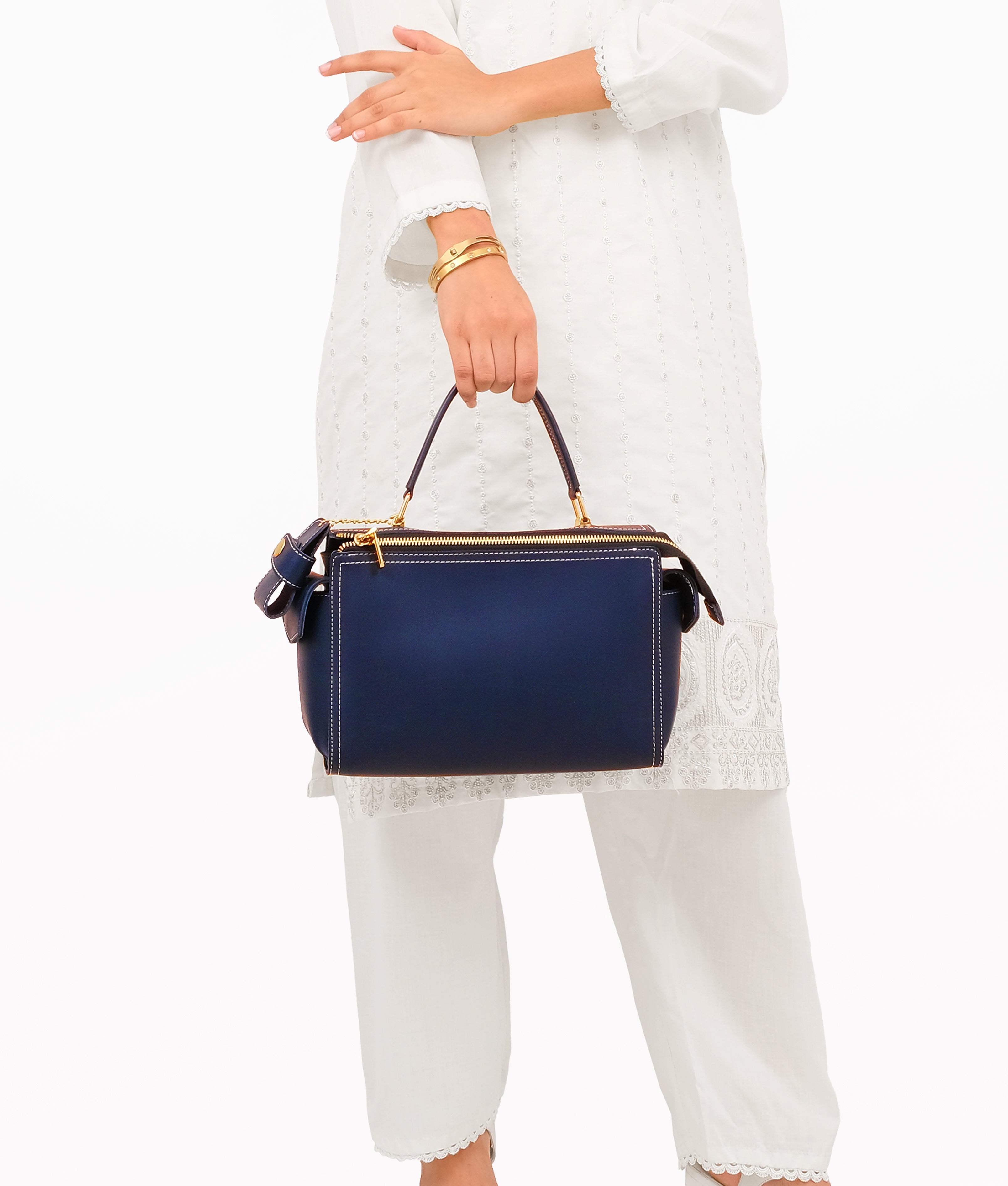 Blue bowling bag with top-handle