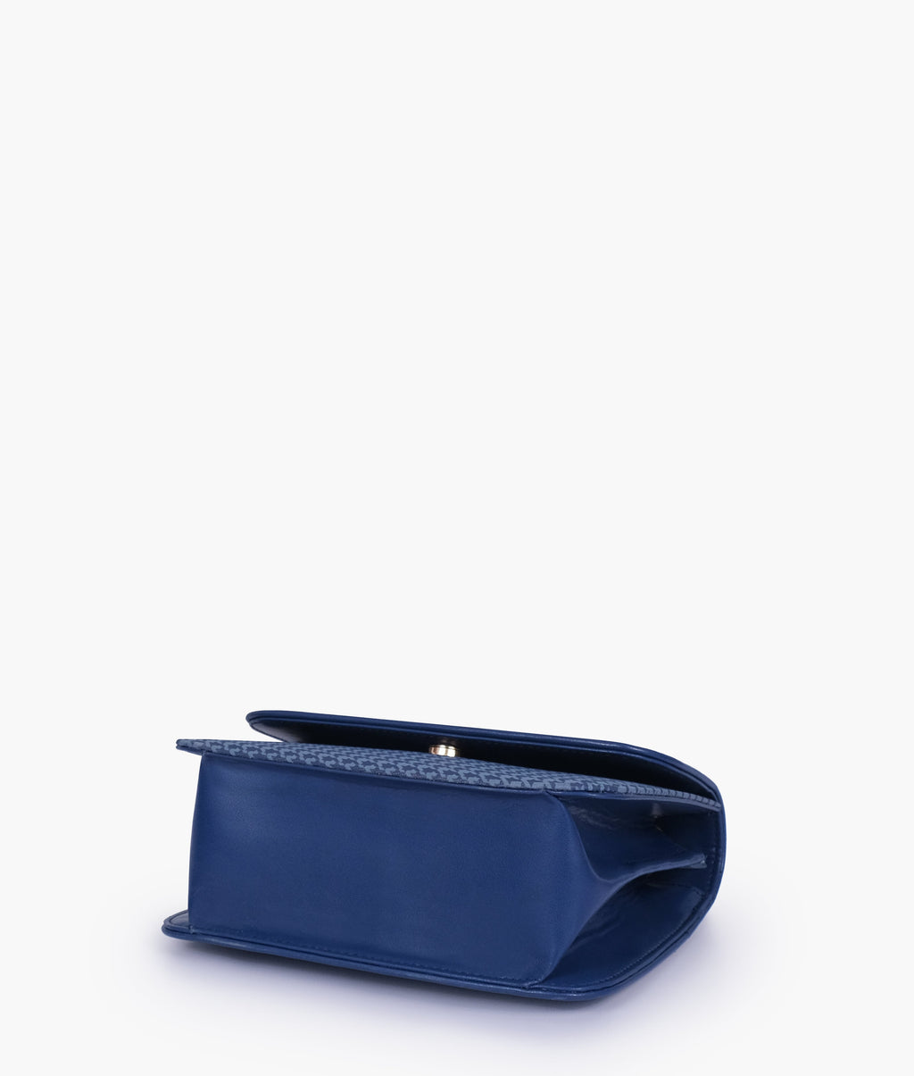 Blue houndstooth chain cross-body bag
