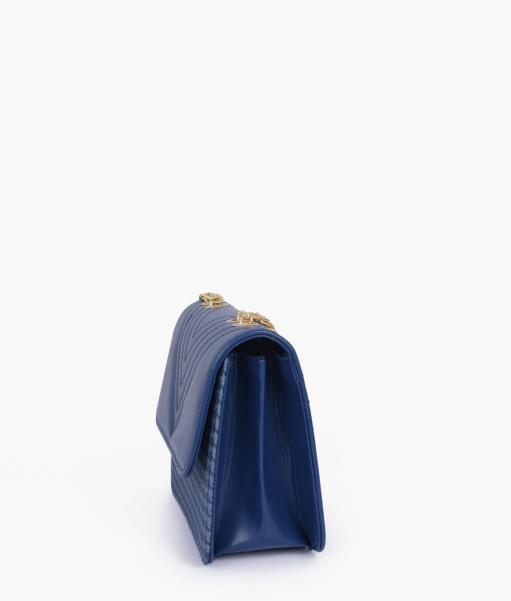 Blue houndstooth chain cross-body bag