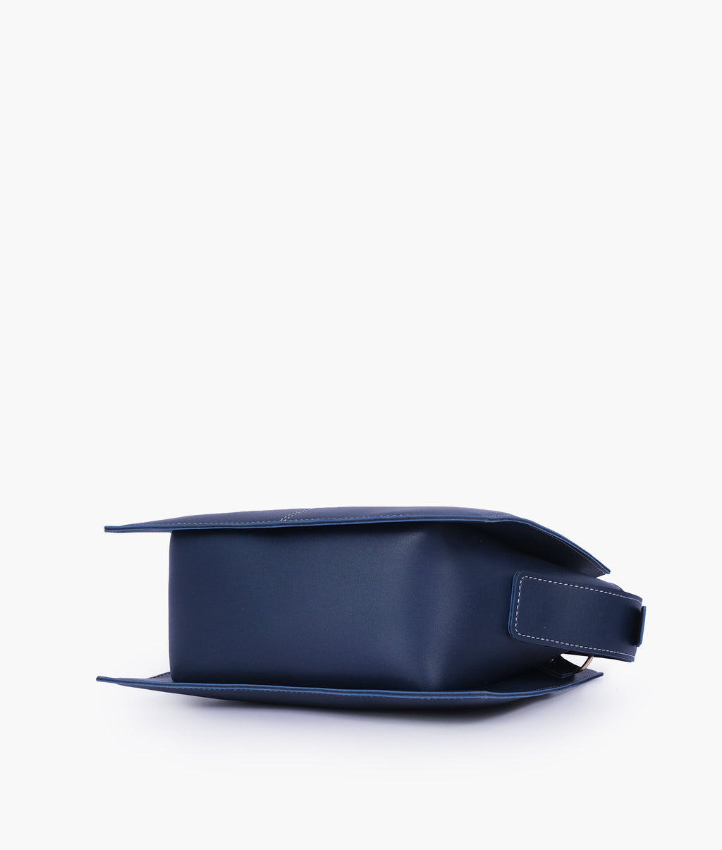 Blue trapeze top-handle bag