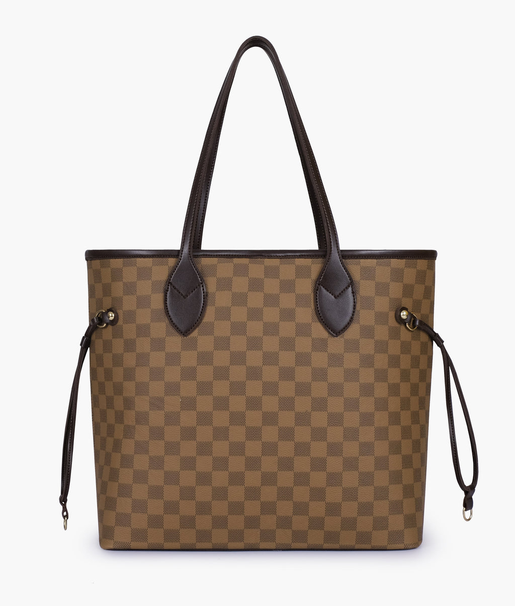 Brown checkered  bag