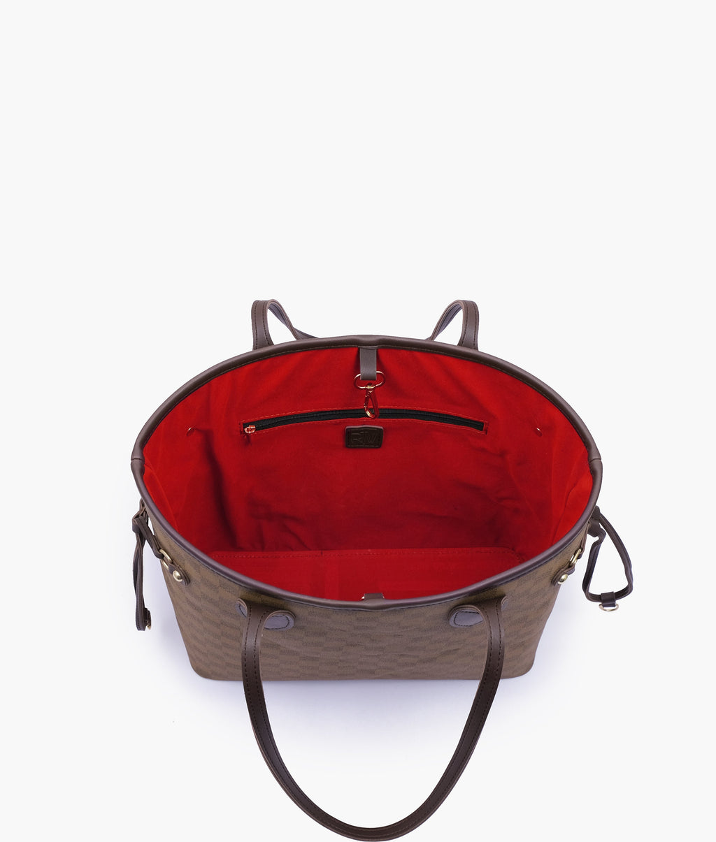 Brown checkered  bag