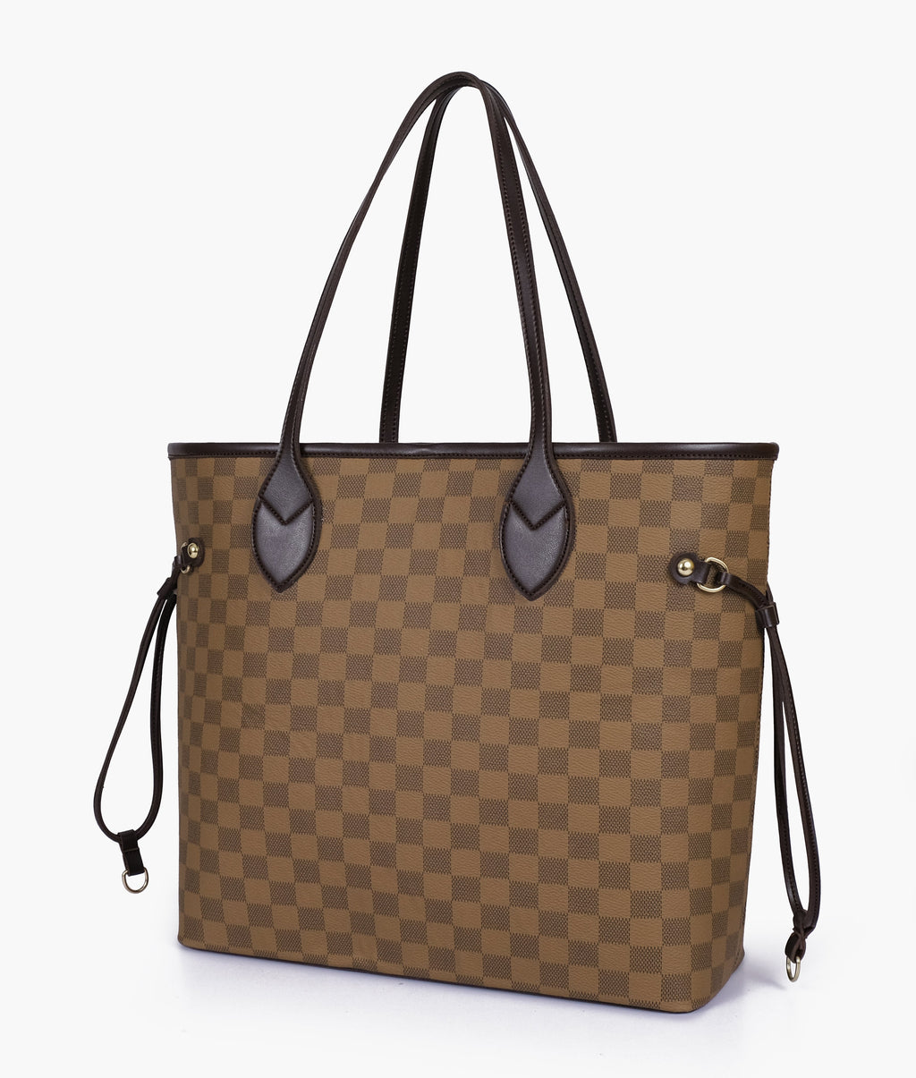 Brown checkered  bag