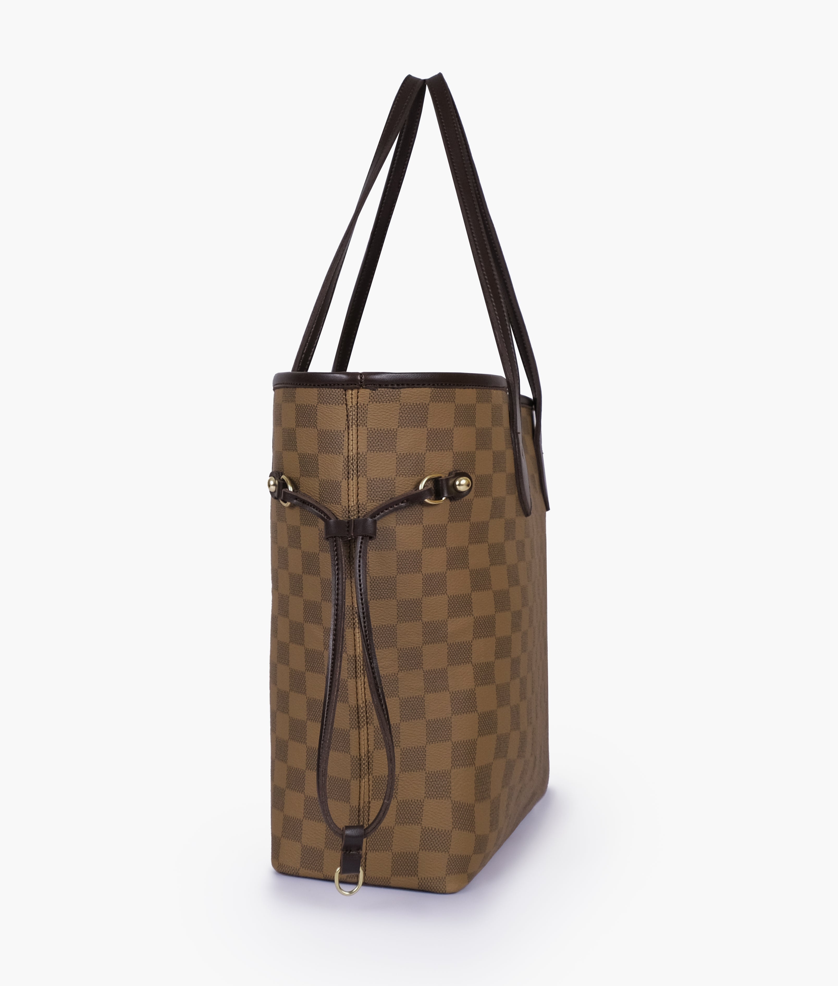 Brown checkered  bag