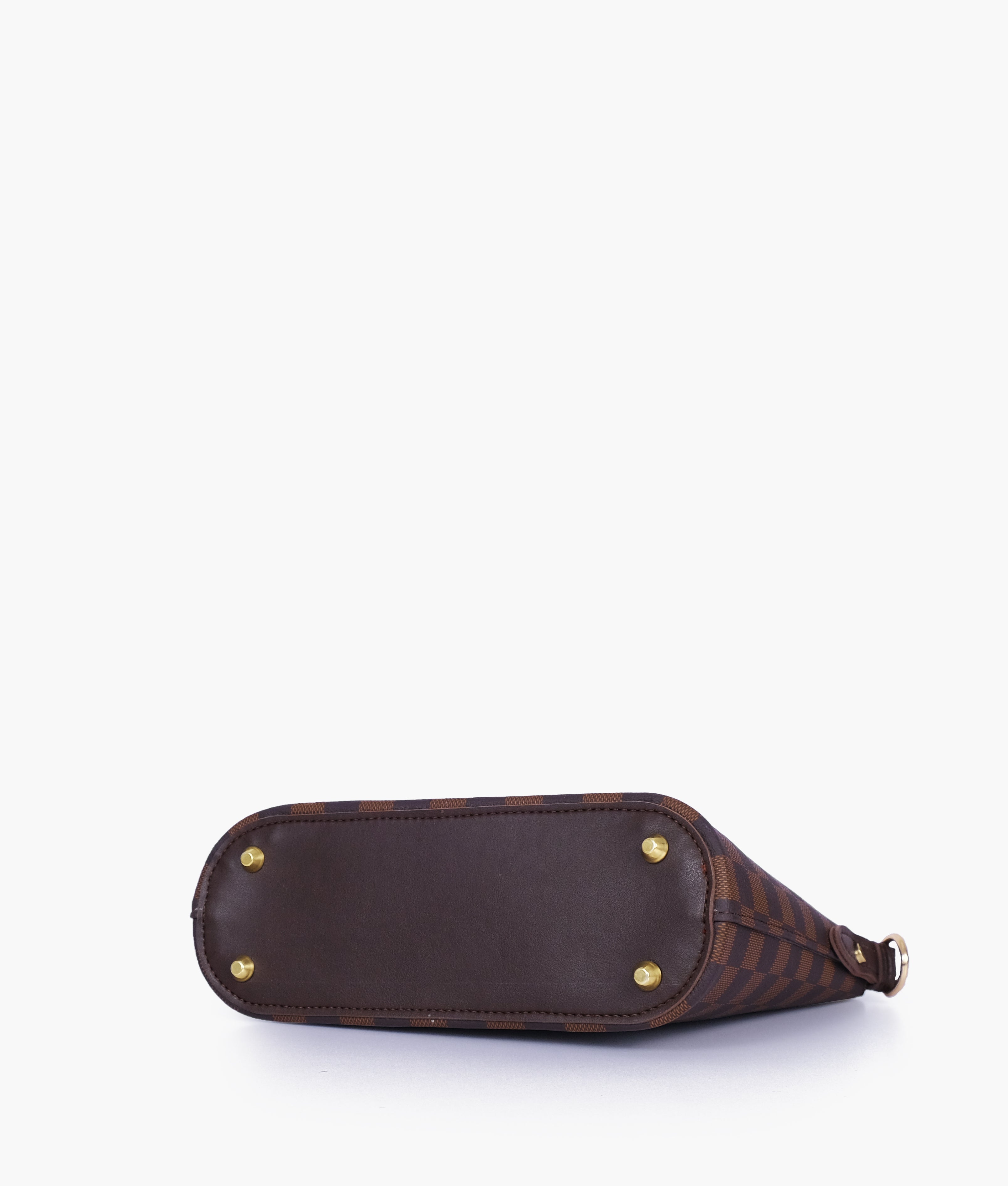 Dark brown checkered dome cross-body bag