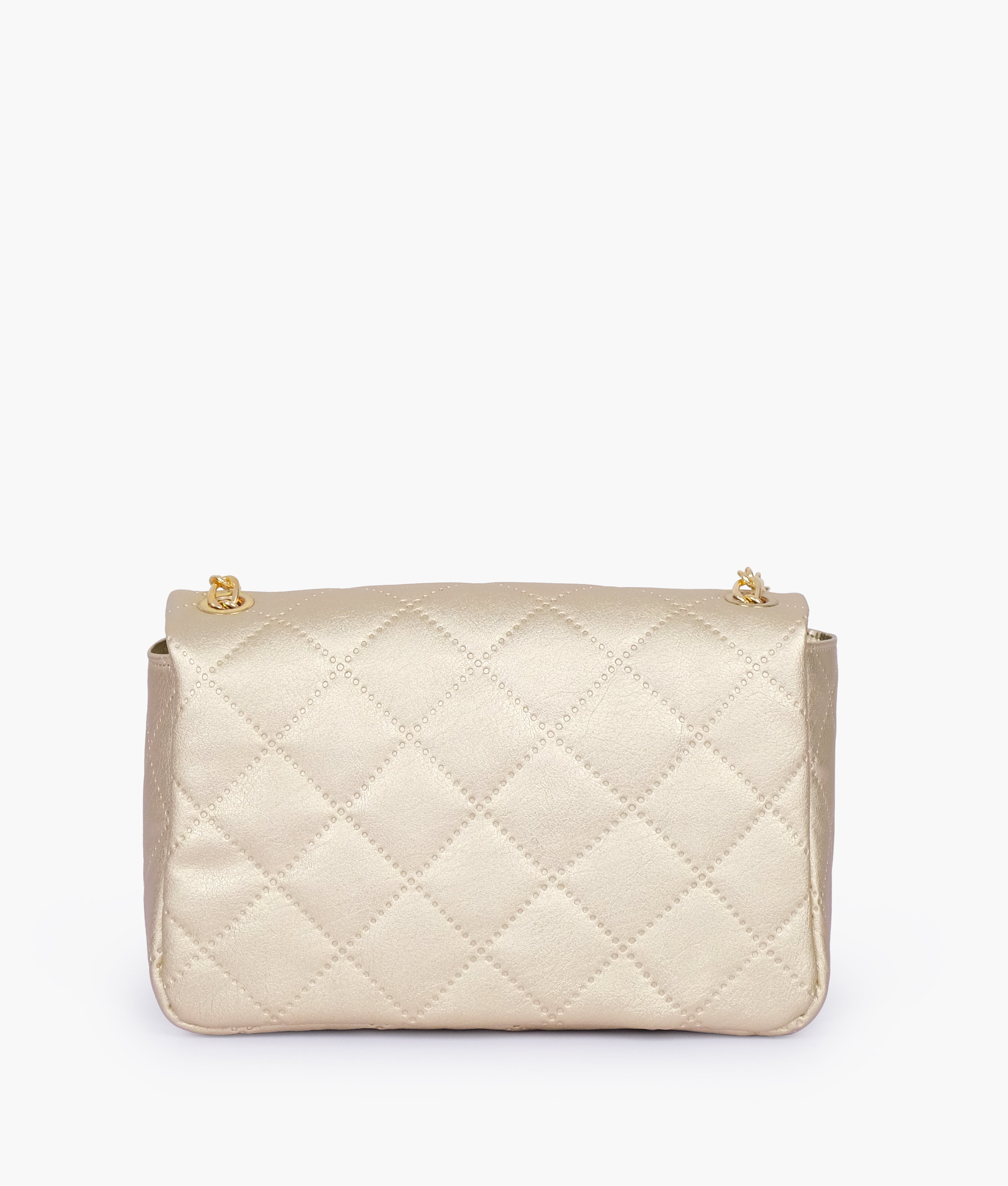 Golden quilted mini bag with chain