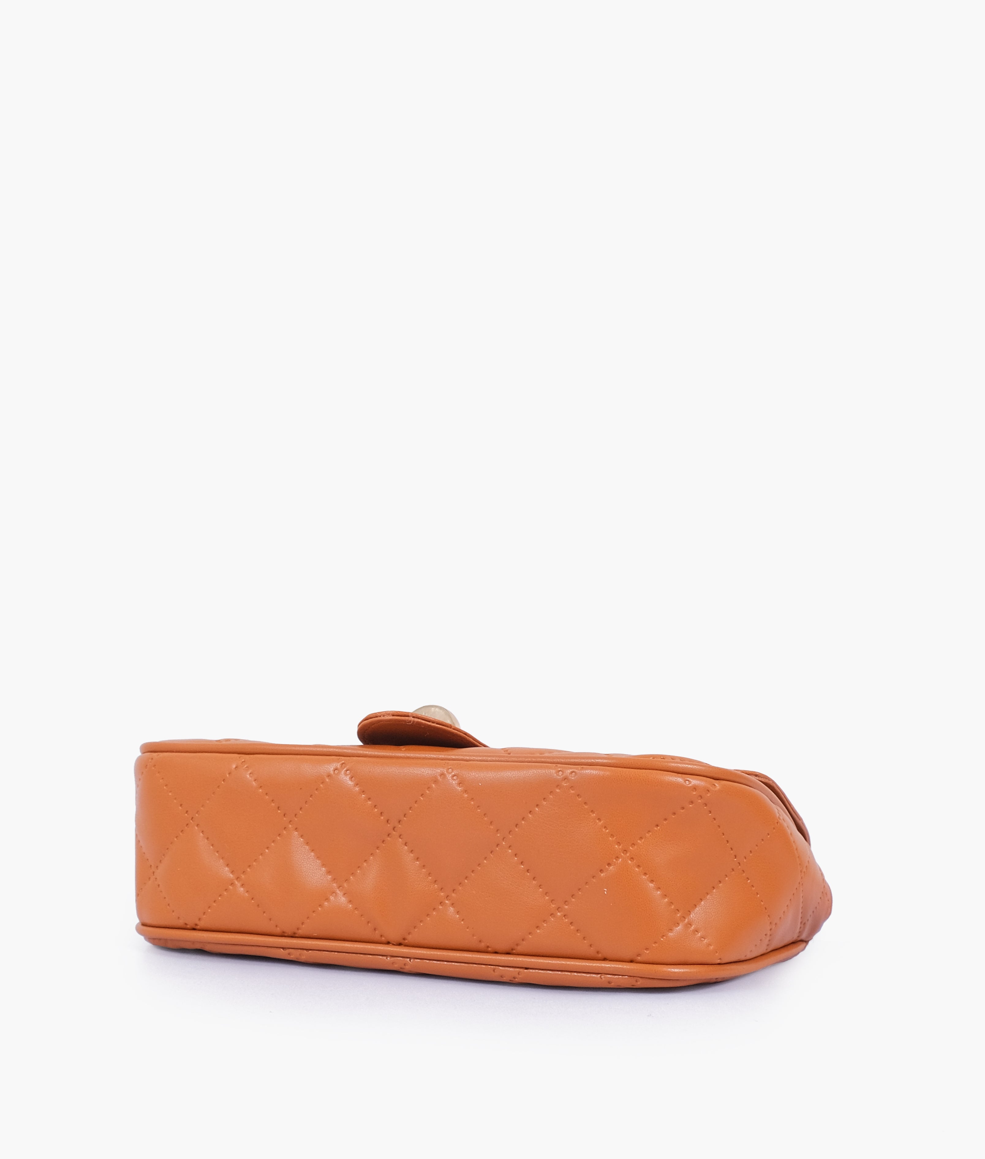 Mustard quilted small shoulder bag with chain