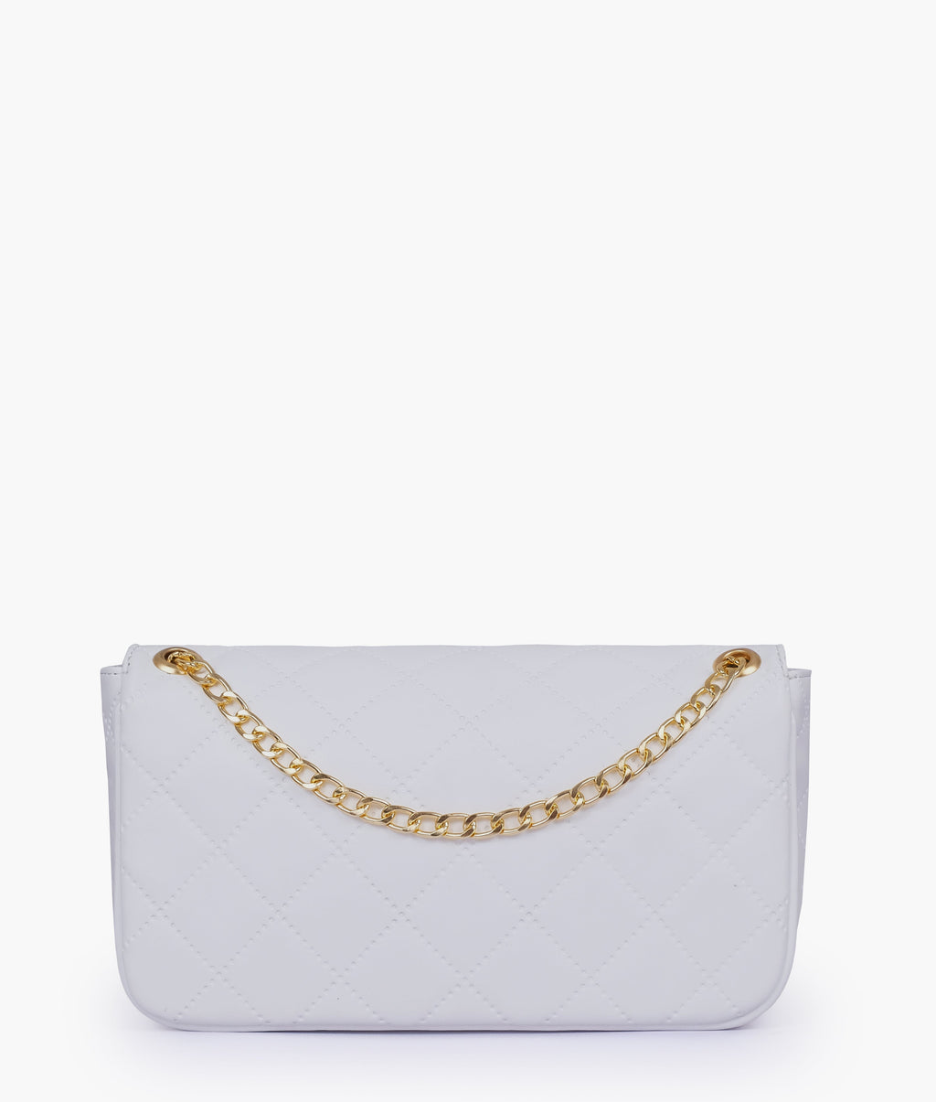 White quilted small shoulder bag with chain