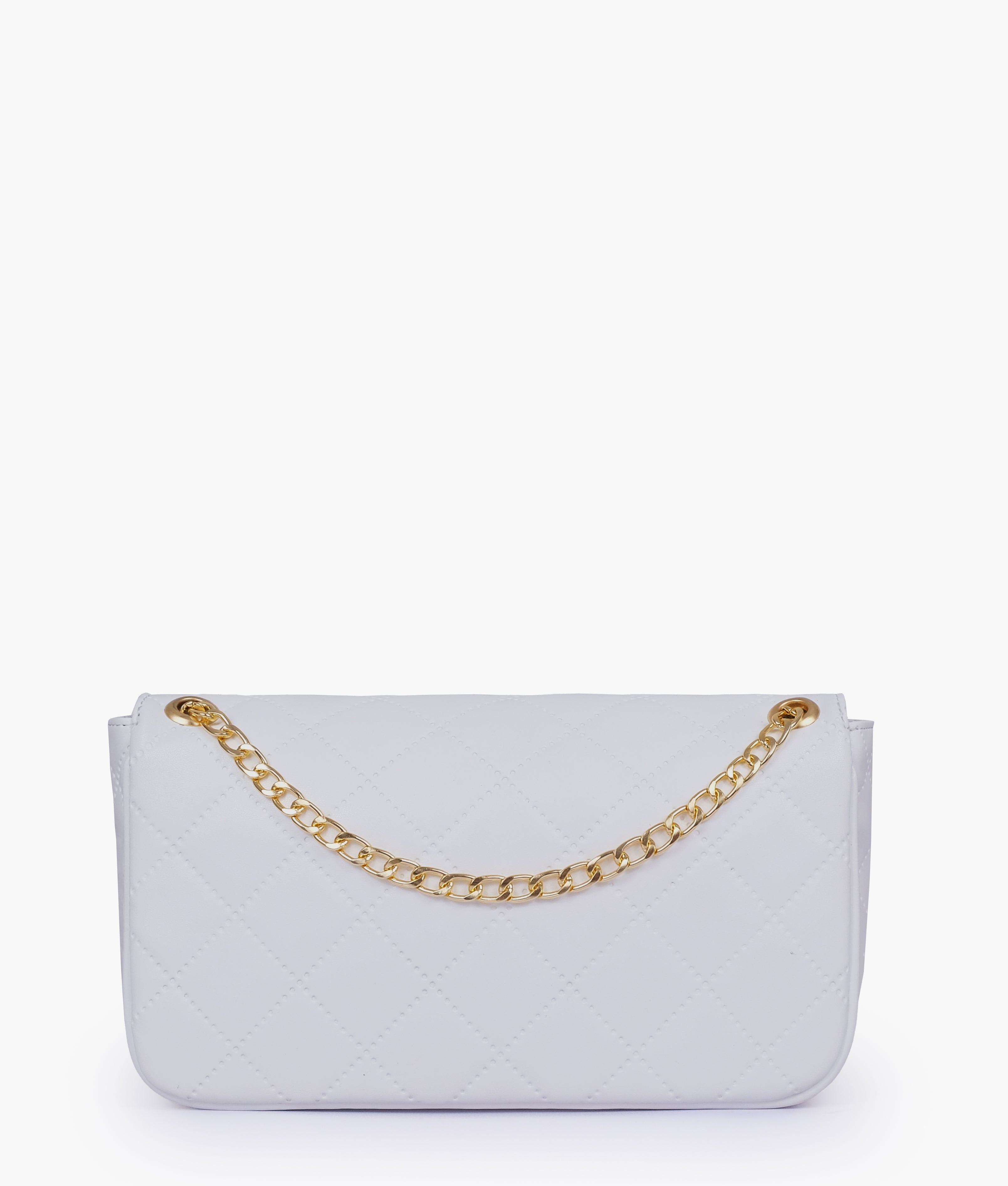 White quilted small shoulder bag with chain